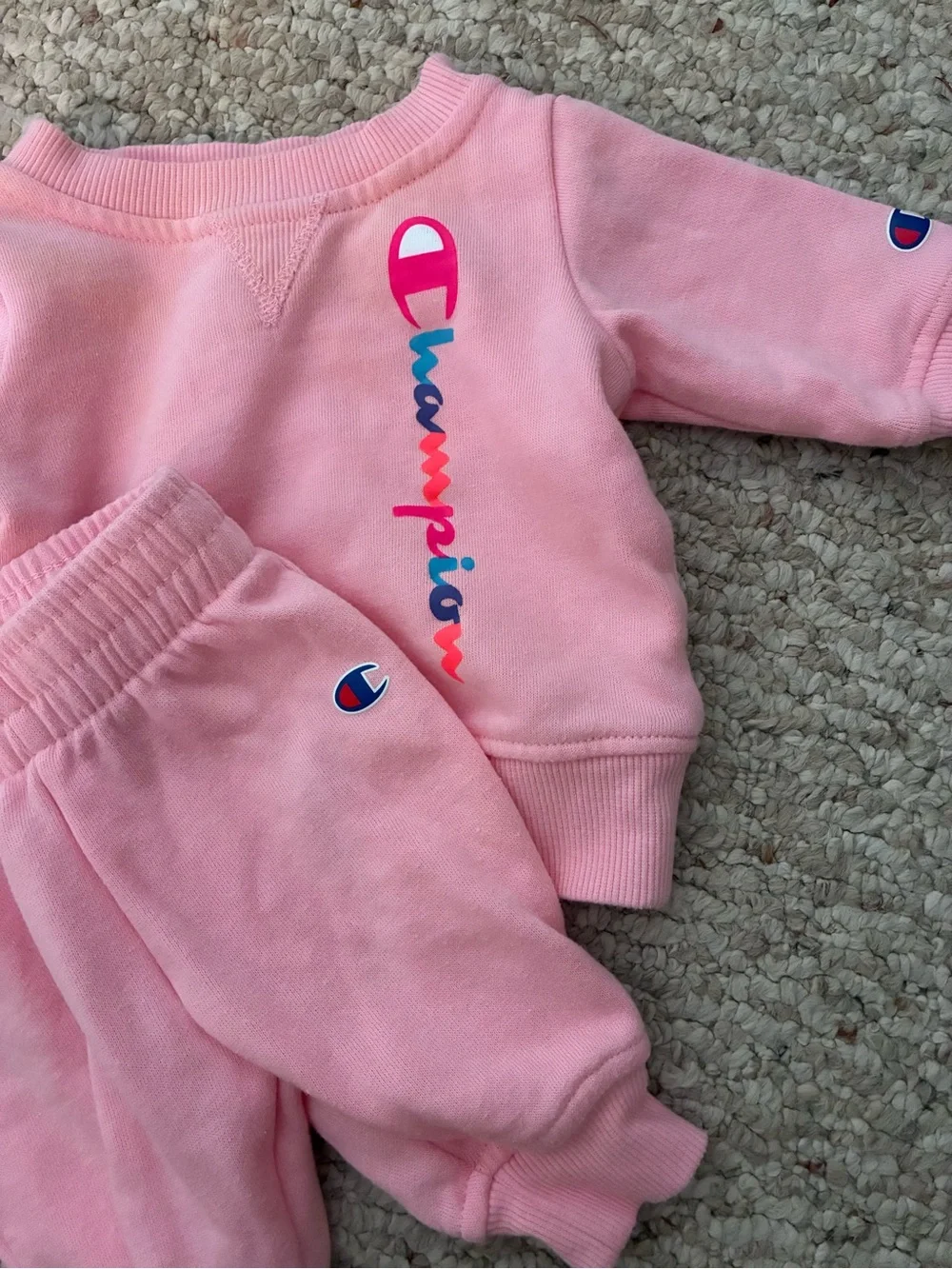 Champion Pink Infant two Piece Sweat Set with Logo
